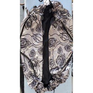 Emma Rose Hobo Bag With Floral Pattern Black & Silvery Taupe Polyester & Polyure